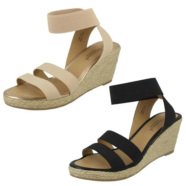 Savannah Ladies Savannah Elastic Ankle Strap Wedges
