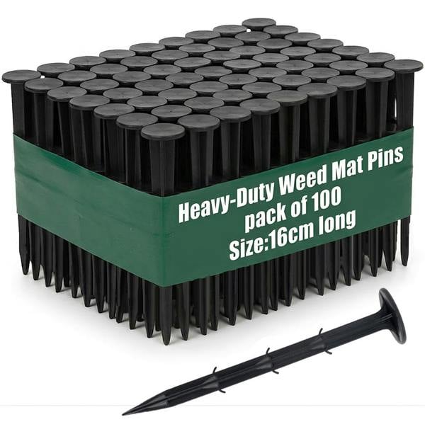 My Garden Outdoor Living My Garden Weed Membrane Pegs 100 Pack - 16cm Heavy Duty Plastic Ground Pegs for Weed Fabric, Netting & Grass