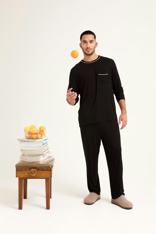 Mister You Bamboo Pyjama Set in Black