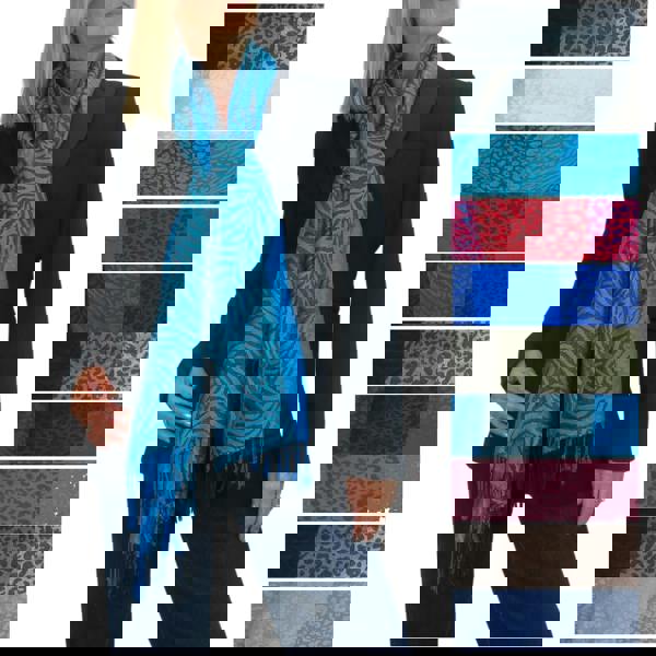 Paulo Due Block Stripe Animal Print Scarf