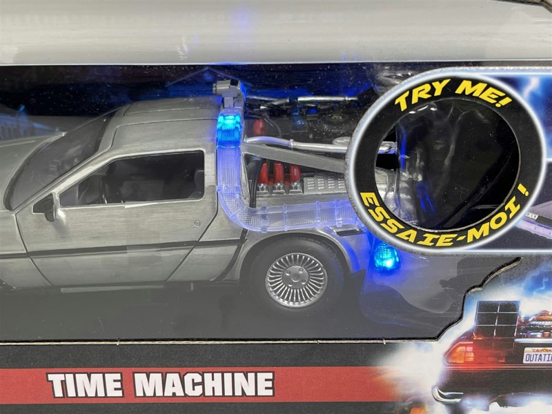 a toy car in a box