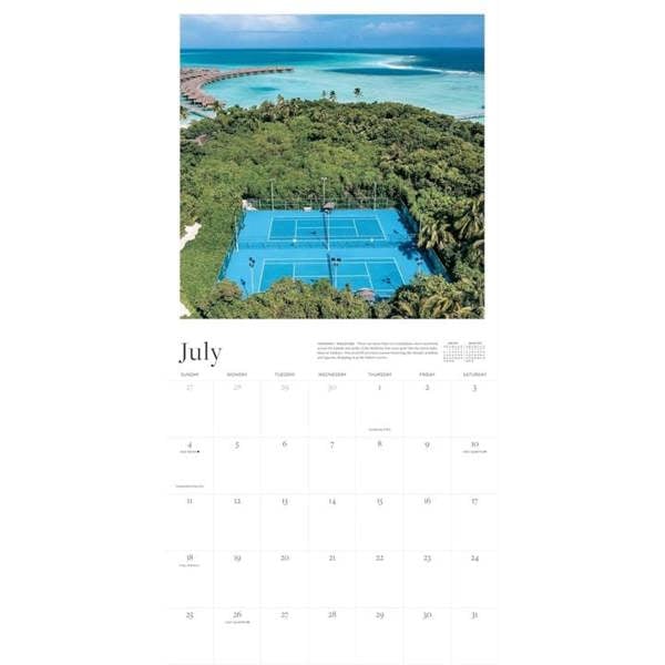 The Tennis Court Calendar 2027, Wall Calendars, Month To View, Sports, Gift
