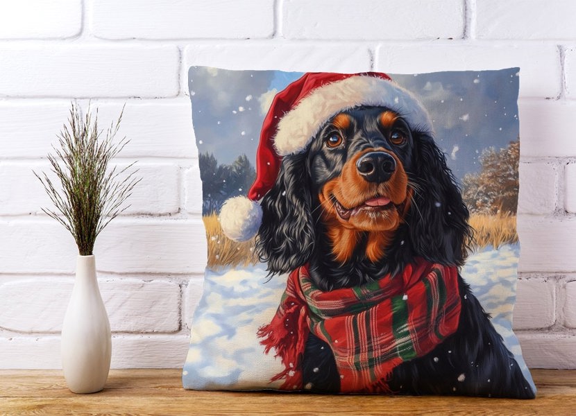 Warren Reed Snowy Christmas Gordon Setter Cushion