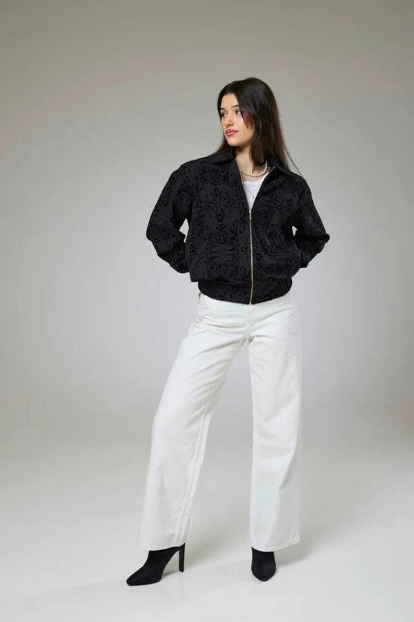 Lioness by TF Vintage Black Velvet Bomber Jacket
