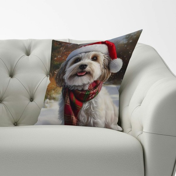 Warren Reed Christmas Havanese Cushion