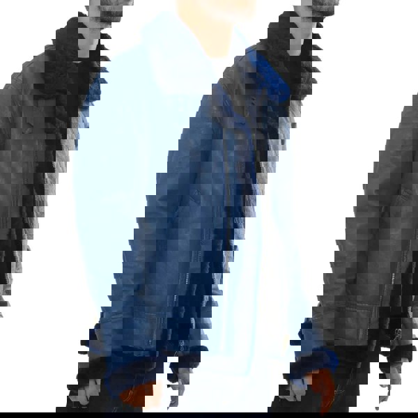 Leather Company Men's Blue Shearling Leather B3 Aviator Jacket