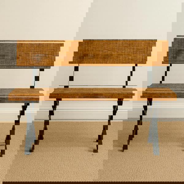 TRL Furniture Rustic Industrial Canadian Bench with Back