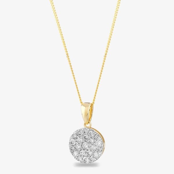 T. H. Baker 9ct Yellow Gold 0.50ct Diamond Circle Pendant Necklace TH0121971