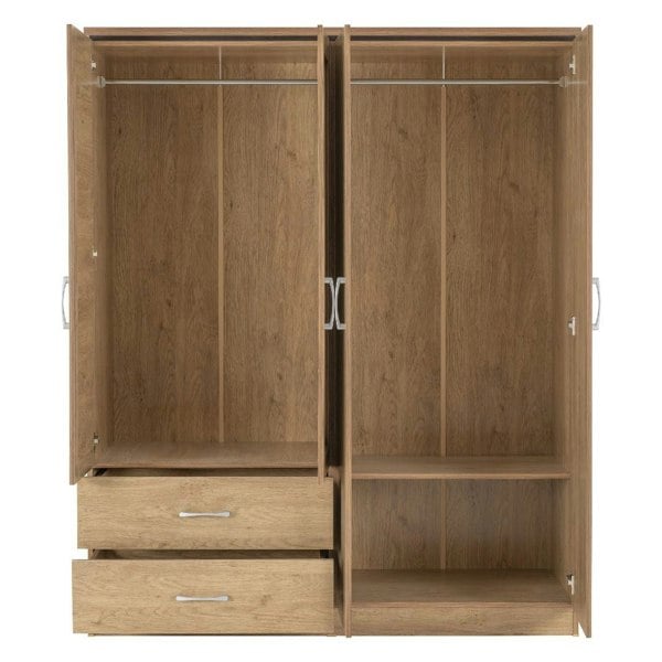 Seconique Charles 4 Door 2 Drawer Mirrored Wardrobe