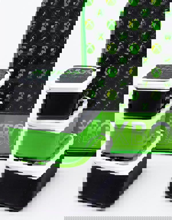 Xbox Boys Green Logo All-Over Print Lunch Bag Bottle and 3 Snack Pot