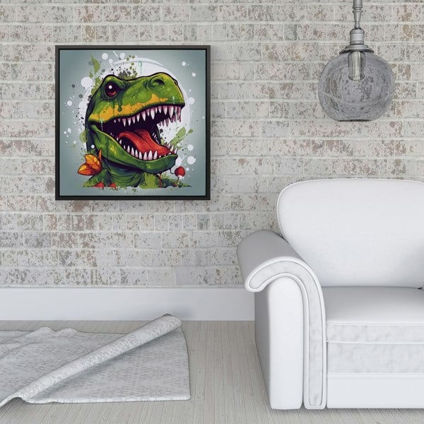 Warren Reed Laughing T-Rex Framed Canvas