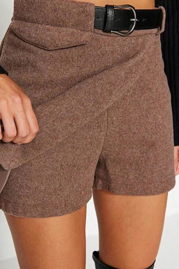 WOVCOR Woven Short Skirt with Belt Detail