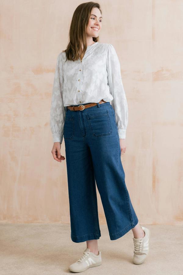 Lily & Me Amelia Denim Cropped Wide Leg Jeans