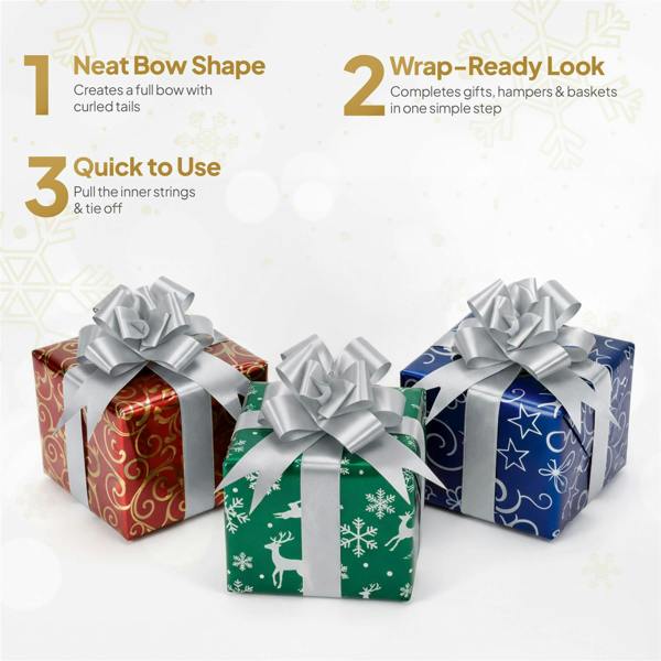 30mm Silver Pull Bows in 10, 20, 30, 40 or 60 Pack for Gift Wrapping and Décor image 4