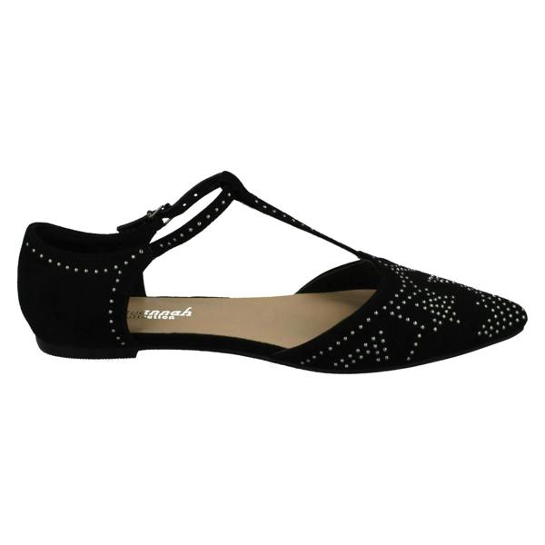 Savannah Ladies Savannah Flat T-Bar Buckle Strap Pointed Shoes