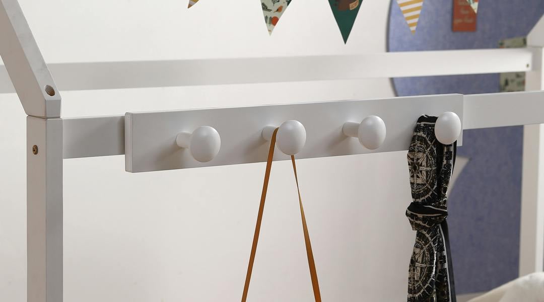 Mission TM Cabin Bed Coat Hooks - White & Grey - Midsleeper Peg Rail