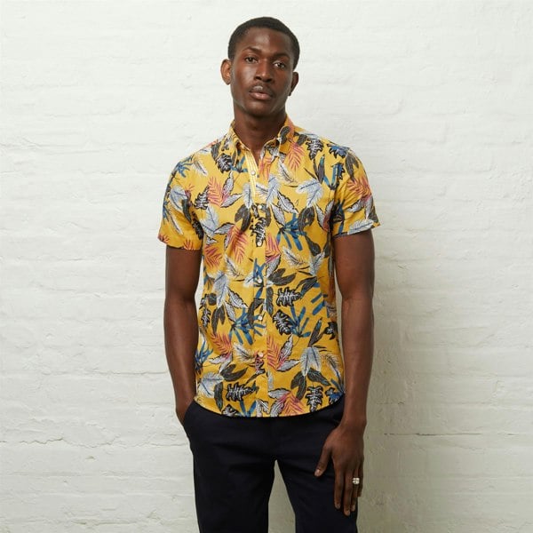 Gabicci V54GW05 Mens Lagoon Short Sleeve Pattern Shirt Gabicci Vintage - PINEAPPLE