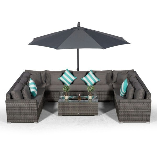 Giardino Havana 9 Seat Rattan Garden Sofa Set with Large Ice Bucket Coffee Table