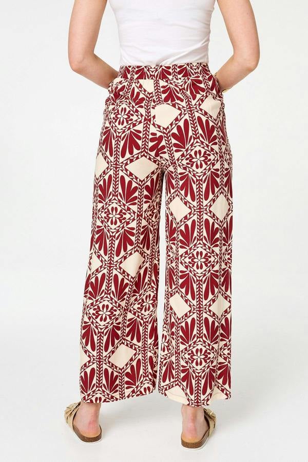 Rust | Printed High Waist Wide Trousers