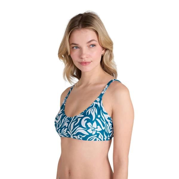 Animal Womens Floral Bralette Bikini Top - Blue