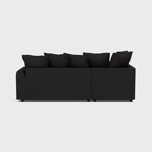 SQUAREBOXX Chiswick Chenille 4 Seater Fabric Corner Sofa in Black with Footstool