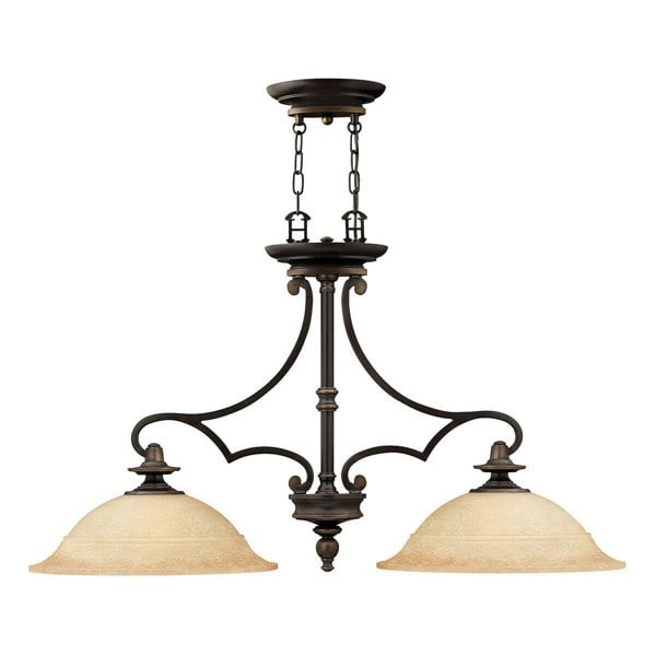 2 Bulb Chandelier Hanging Pendant LIght Olde Bronze LED E27 60W Bulb Loops