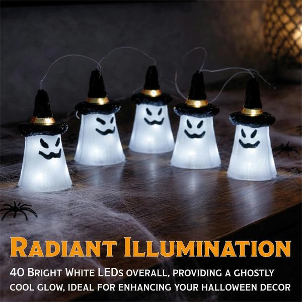 Fxlab Set of 5 Acrylic Ghost Lights 40 White LED Outdoor Battery Decoration with Timer