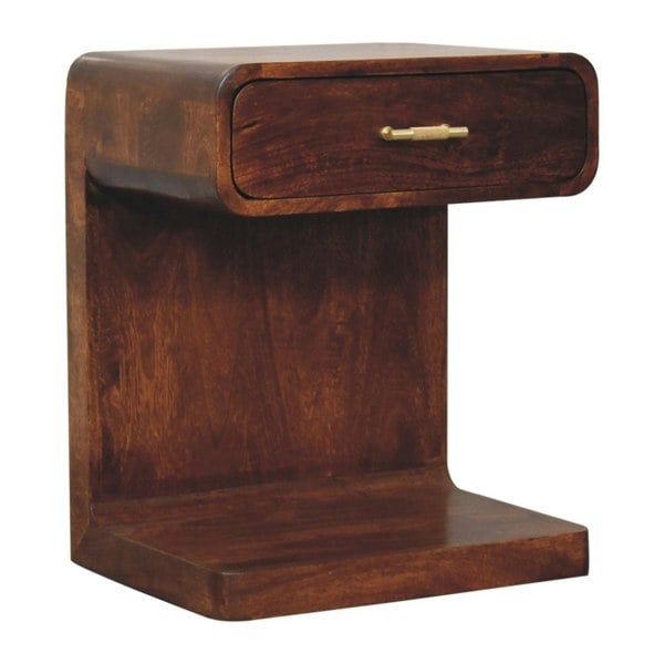 Artisan Furniture Solid Wood Chestnut T-Bar Rounded Bedside Table