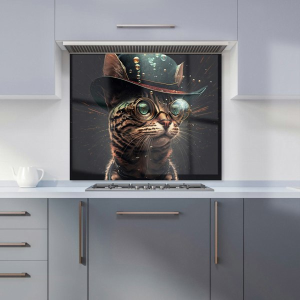 Warren Reed - Designer Bengal Cat Face Glasses Splashart Kitchen Splashback