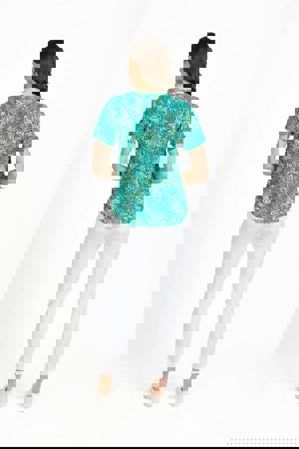 Mudflower Floral Print Lightweight Shirred Bodice Top