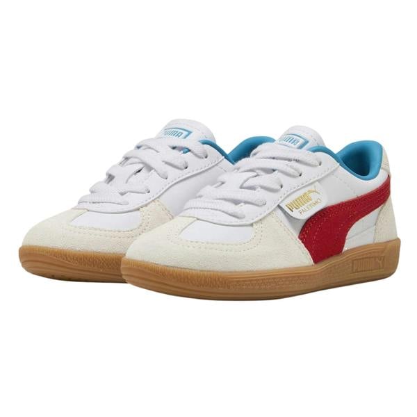 Puma Childrens/Kids Palermo Leather Low Cut Flat Trainers - White/Red - 