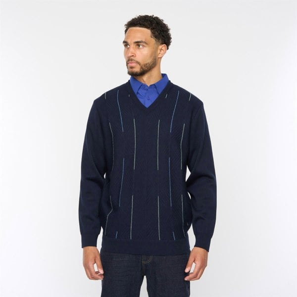 Gabicci G54M01 Mens Plain Vee Kneck Pattern Front Knit Gabicci Classic - NAVY