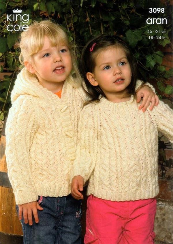 King Cole Fashion Knitting Pattern 3098, Coats, Jackets, Sweaters for Kids, 18 - 24 Inches - Advanced