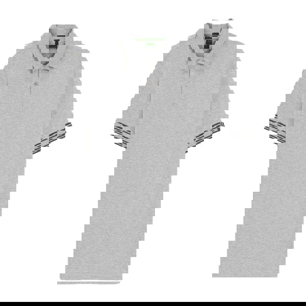 Boss Mens Zone Stripe Cuffed Slim Polo Shirt - Silver - 