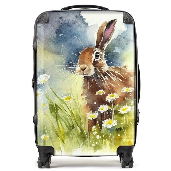 Warren Reed Hare And Daisies Watercolour Suitcase