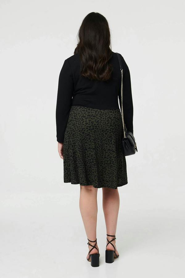 Black | Curve Animal Print Short Skater Dress
