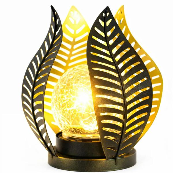 Gardenwize Solar Garden Ornament – Metal Tulip Flower with LED Crackle Glass Ball