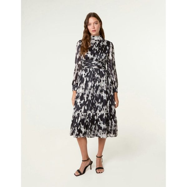 Blue Vanilla High Neck Midi Dress