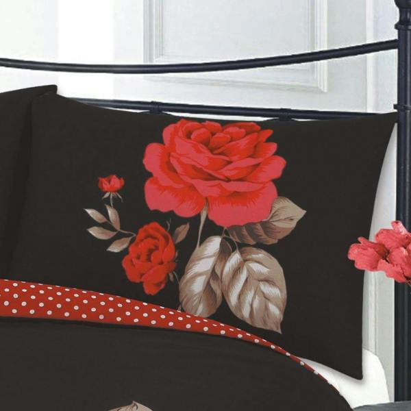 Isabella Black and Red Duvet Cover Set