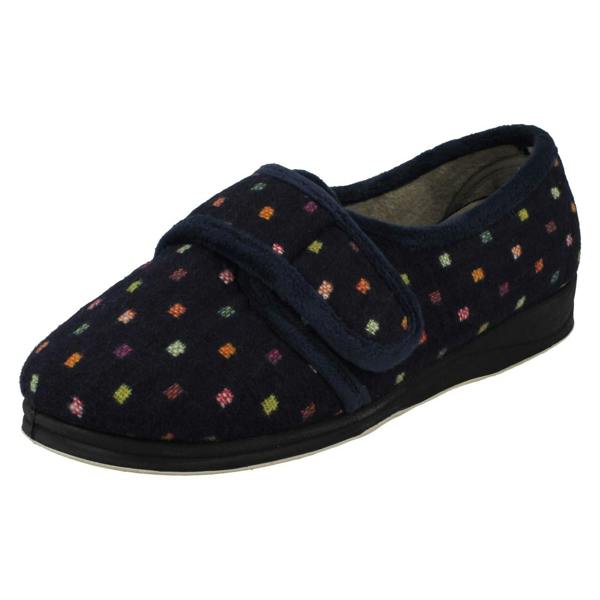 Padders Ladies Padders Wide Fitting Hook & Loop Slippers Lotty