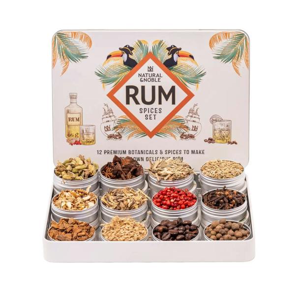 Natural & Noble DIY Rum Kit Showing Botanical Ingredients