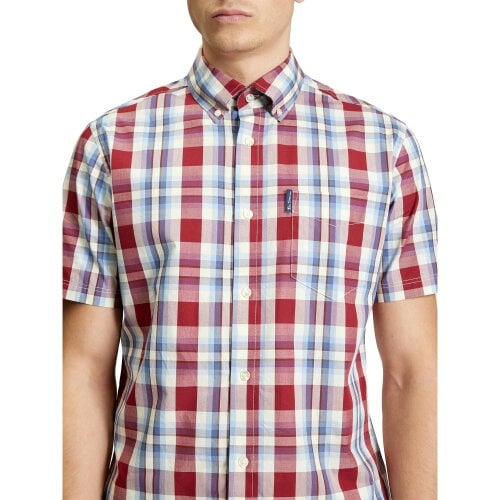 Ben Sherman Mens Classic Checked Shirt - Bordeaux