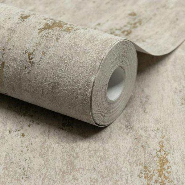 Grandeco Paul Moneypenny Taupe Concrete Plaster Urban Texture Wallpaper for Grandeco