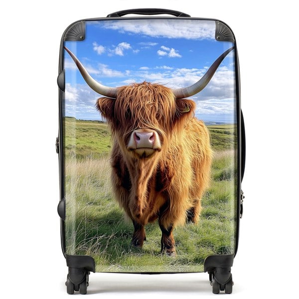 Warren Reed Highland Cow In Summer Suitcase