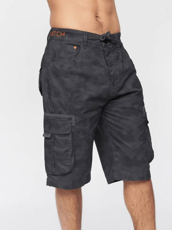 Crosshatch Hanwhere Combat Shorts Grey Camo