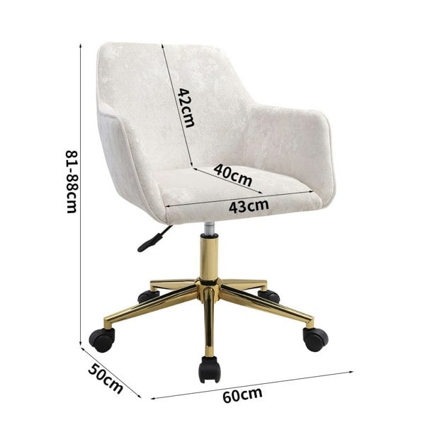 Velvet Upholstered Home Office Swivel Task Chair with Flared Arms Armchairs Living and Home