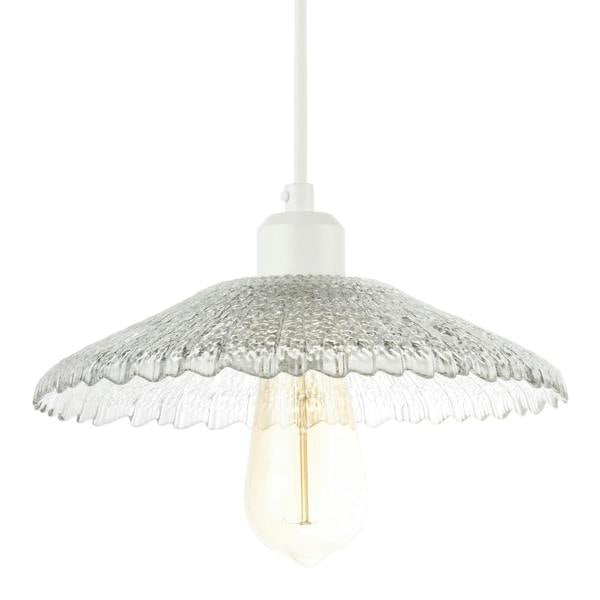 Textured Glass Pendant Shade with Mushroom or Parasol Silhouette Shape Image 1