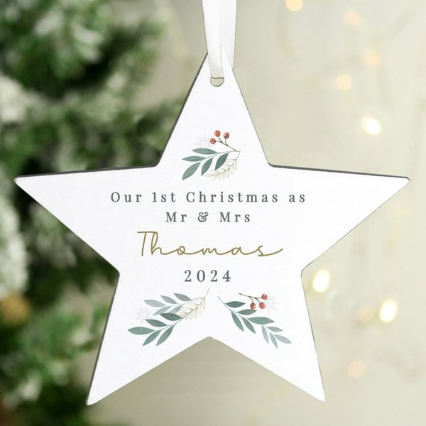 Personalised Memento Company Personalised Christmas Foliage Hanging Star Decoration