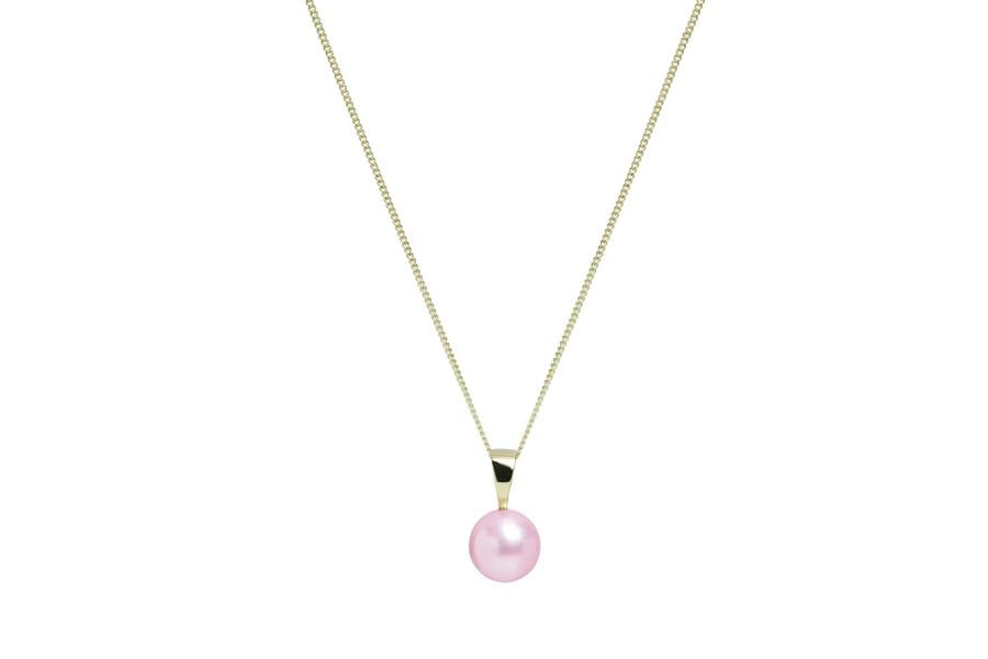 Sarah Layton Round Pink Freshwater Pearl Pendant, 8-8.5mm - 9ct Yellow Gold - PD9YGR8P