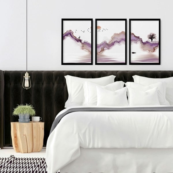 Bedroom pictures for wall | set of 3 art prints